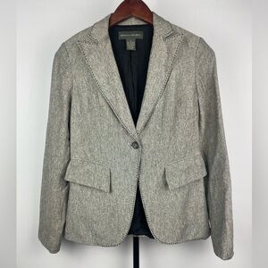 Banana‎ Republic Gray Silk Linen Blend Career One Button Blazer Jacket